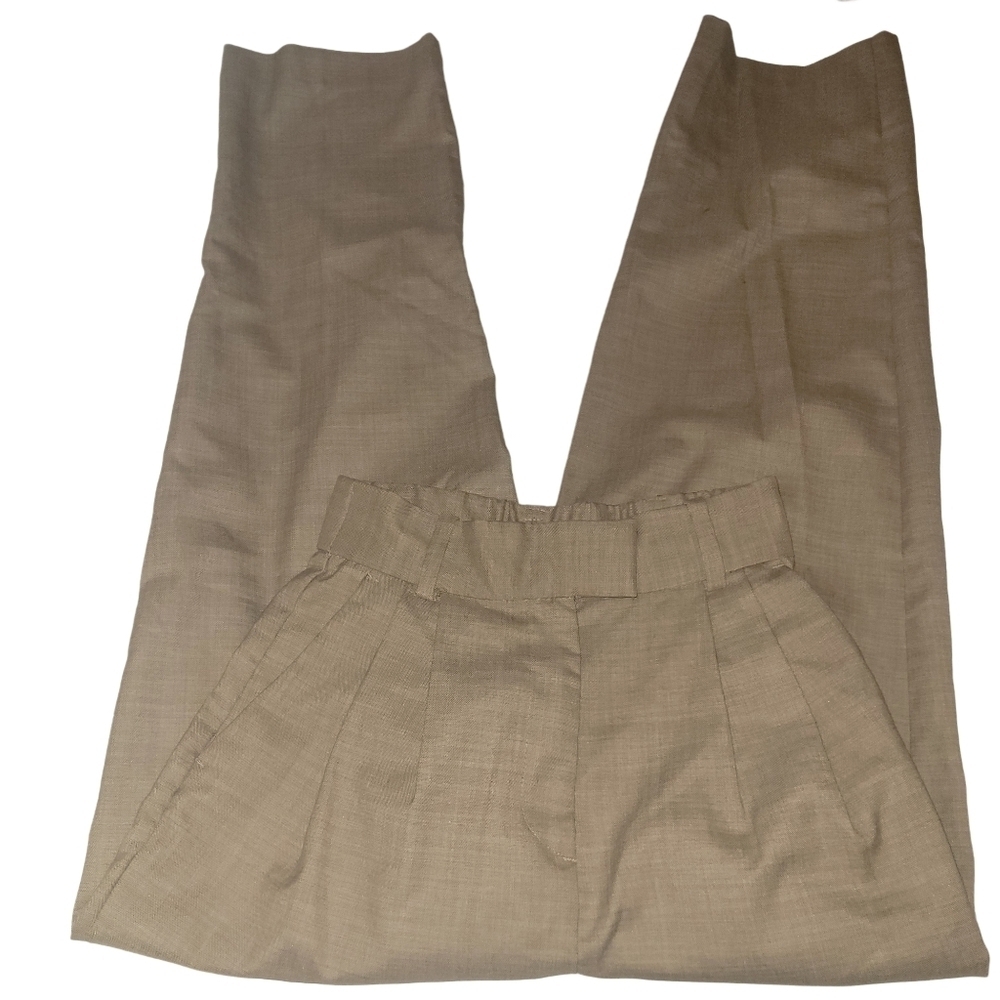 H&M Beige Colored Wide Leg Pleated Front Pants Size 2